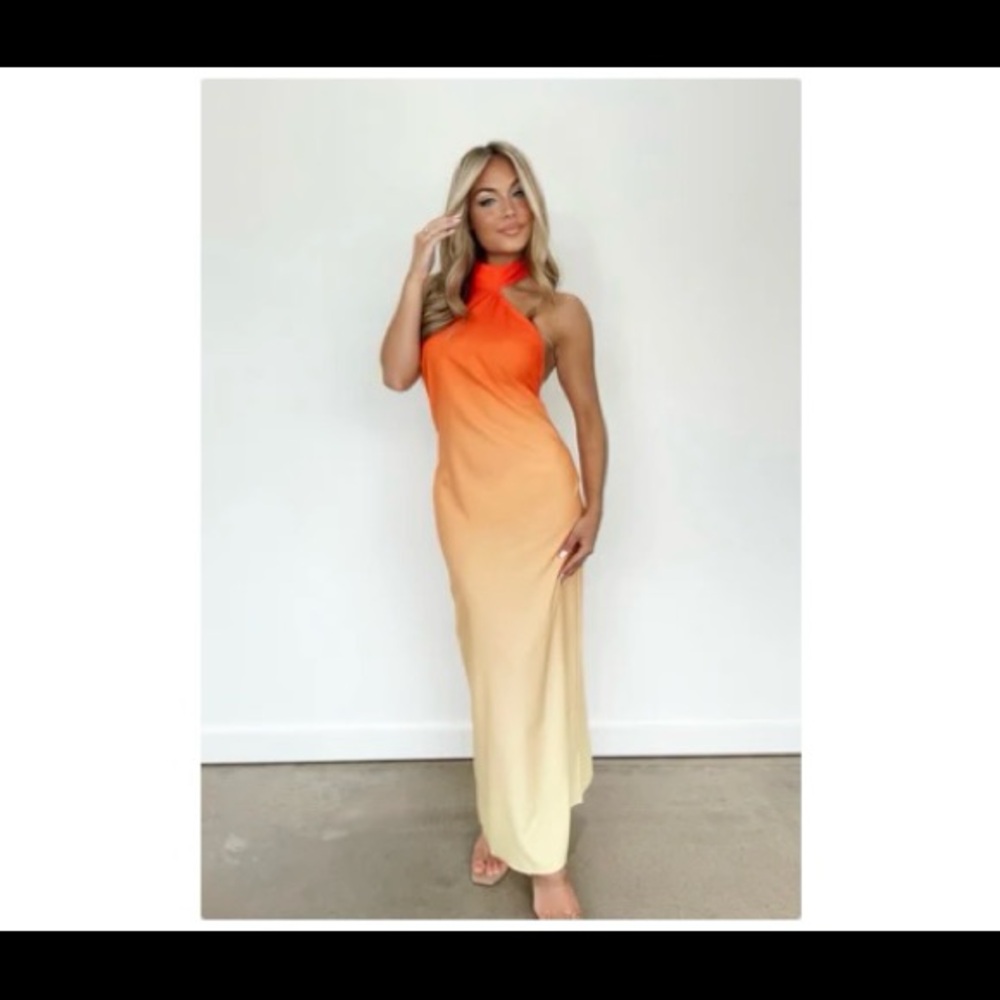 NWT Elegant Orange Ombre Maxi Dress